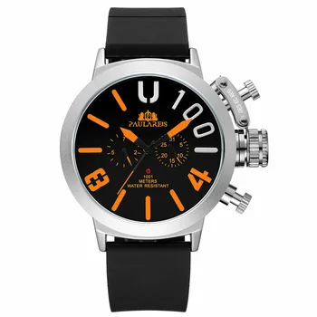 Luxusné Hodinky Mužov Automatickom Vietor Gumených Popruh Black Silver Prípade, Oranžová, Sivá Klasická U Športové Hodinky Reloj Hombre