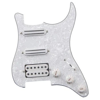 White Pearl Naložené Pickguard s Hlasitosti Tónu Ovládací Gombík pre Elektrickú Gitaru
