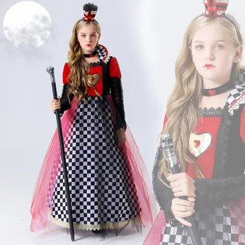 New Vysoká Kvalita Kráľovná Sŕdc Halloween Kostým pre Deti, Dievčatá, Cosplay Hra Uniformy Karneval Party Kostýmy Princezná Šaty