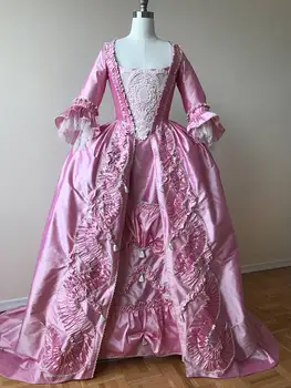 Ženské Rokoka márii Antoinette Ružové Šaty Šaty 1700 Kráľovský Dvor Belle márii Antoinette župan la francaise vrece späť šaty