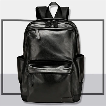Unisex Business Backpackl Batohy Travel Bag Black Pu Kožené pánske Módne Tašky cez Rameno, Teenage Batoh Mužov Bežné Taška