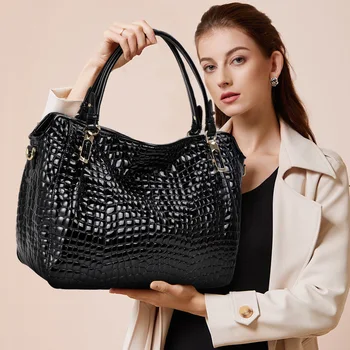 Luxusné dizajnér 100% kožené taška cez rameno žien 2022 zimné veľká kožená taška čierna kožená kabelka
