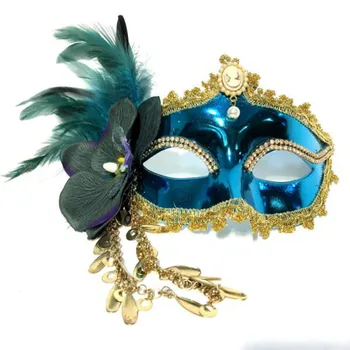 H3328 Modré Pierko Halloween Masky Žien Strany Benátskej Kostýmy, Karnevalové Masky Príslušenstvo Lady Loptu Bar, Nočné Kluby Zobraziť Maska