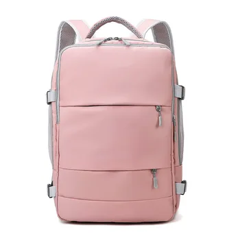 Ružová Ženy Cestovný Batoh Vodu Odpudzujúce Anti-Theft Štýlový Bežné Daypack Taška S Batožiny Popruh cez USB Port Batoh