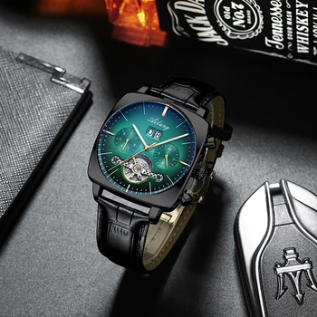 2022 nové AILANG originálny dizajn hodiniek pánske automatické mechanické hodinky duté módneho priemyslu kožený remienok hodiniek