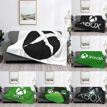 Gauč Fleece Klasický Xbox Logo Hodiť Deka Teplý Flanel Video Hra, Hráč, Milovník Prikrývky na Posteľ Office Gauč Deka