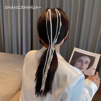 2022 Kórea Trend Nový Luxusný Vysoko Imitácia Perly Vlasy Reťazca Doplnky do Vlasov Pre Ženy Móda Temperament Šperky Darček