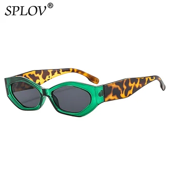 Trendy Malé Mačacie Oko Ženy, slnečné Okuliare Retro Iny Populárne Mnohouholník Odtiene Sexy Lady Vintage Oválne Okuliare Leopard Zelená Sivá UV400