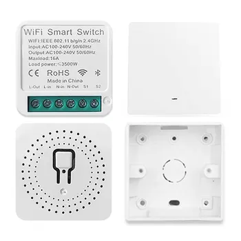 Inteligentné Spínače Mini Wireless Wifi Smart Switche Potreby Neutrálny Vodič App Riadenie Kompatibilný So Smart Home Hlasové Ovládanie Zariadenia