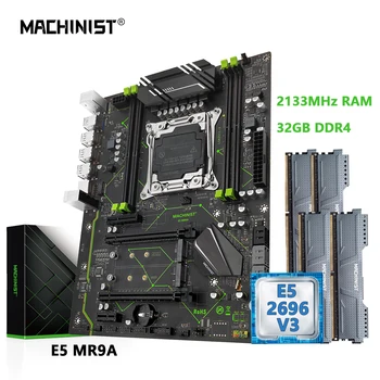 STROJNÍK E5 MR9A Doske Combo LGA 2011-3 Set kit S Xeon E5 2696 V3 CPU a DDR4 32GB (4pcs x 8 gb) Pamäte B85 čip