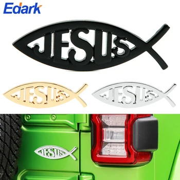 1 Kus 3D Kovov Ježiš Ryby Emblémy Kresťanský Symbol, Auto Nálepky za Univerzálny Znak Odtlačkový Christian Dekoračné polepy Áut