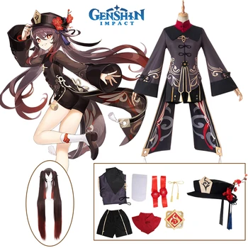 Genshin Vplyv Hu Tao Cosplay Kostým HuTao Čínsky Štýl, Oblečenie Jednotné Parochňu Anime Hra Halloween Kostýmy pre Ženy, Dievčatá