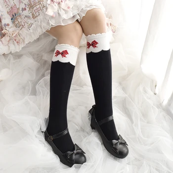 JK jednotnej škole štýl Sladké a krásnej Lolita lolita dievèa luk pletené bavlnené ponožky a podkolienky farby zodpovedajúce teľa ponožky