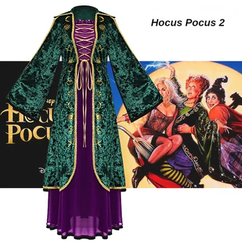 Film Hocus Pocus 2 Cosplay Kostým, Šaty Čarodejnice Sú Blázni Stredoveké Dlhé Šaty Halloween Party Šaty pre Dievčatá Princezná Šaty