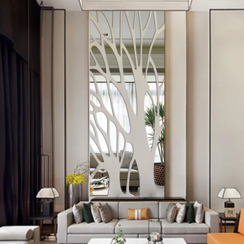Veľká veľkosť Moderné Zrkadlo povrchu Stromu samolepky na Stenu Obývacia izba, TV joj, dekorácie Domova 3D DIY stenu papiere