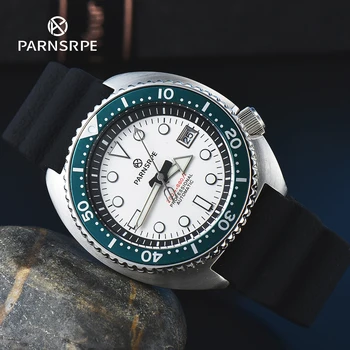 PARNSRPE Diver pánske Automatické mechanické hodinky Hodinky Biele Dial Zafírové Sklo Japonsko NH35 Pohyb