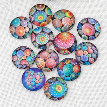 Kaleidoskopu Zmiešané Farby Mozaiky Tlačené Sklenené Pol Kolo/Dome Cabochons pre Šperky Robiť