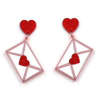 1pair Top fashion CN Drop srdce obálky TRENDY Valentine Darček Akryl náušnice Šperky pre ženy