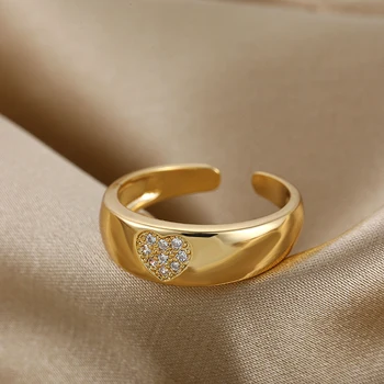 Elegantná CZ Kameň Srdca Lásky, Prstene pre Ženy, Šperky, Módne Zlatá Farba Otvorené Prst Prsteň Dievča Svadobný Dar Nevesty