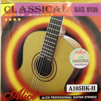 1 NASTAVTE Alice A105BK-H Čierny Nylon Silver Plated Zliatin Medi Rany Klasická Gitara, Struny 1.-6. Reťazce